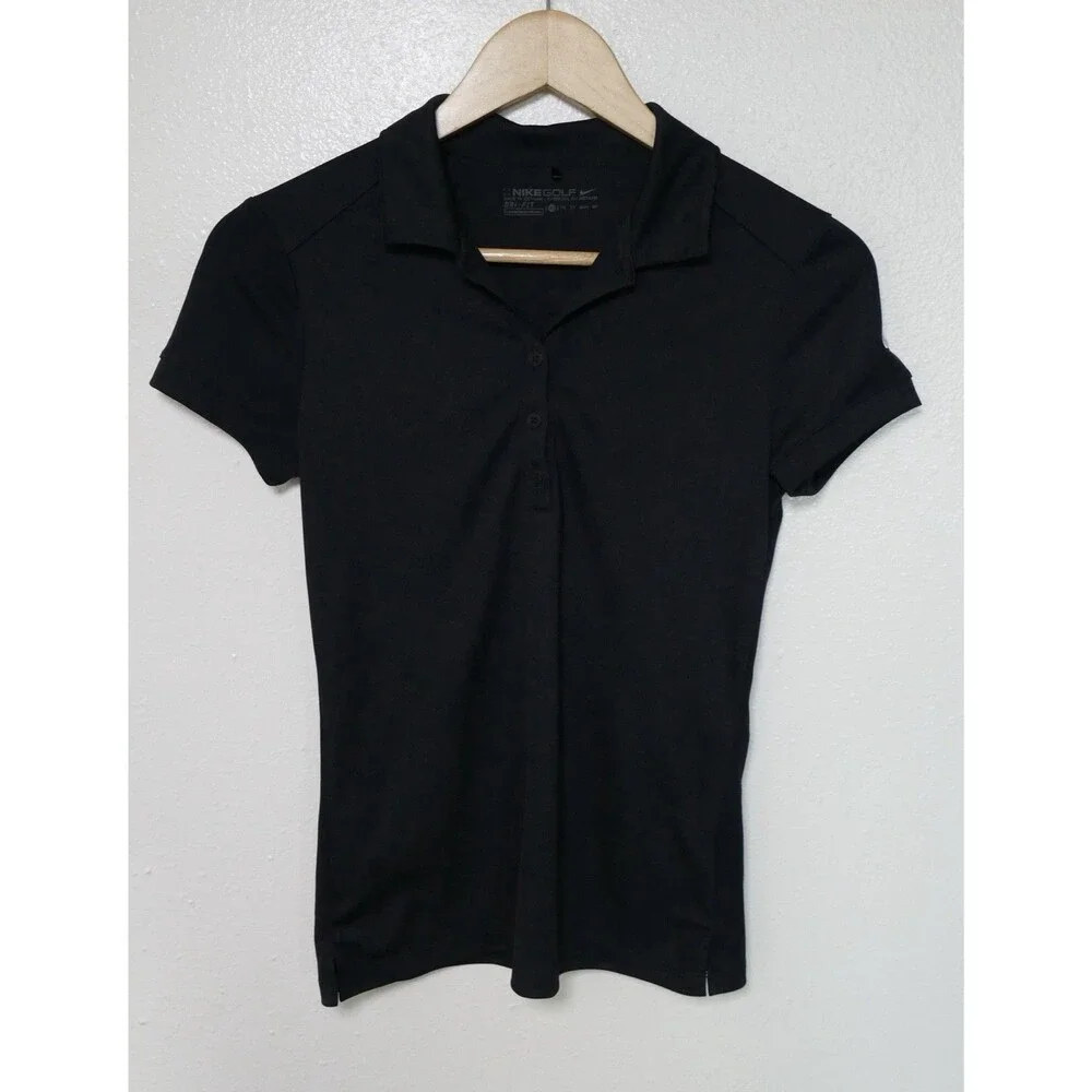 Nike Golf Dri-FIT Women’s Black Polo Shirt Short Sleeve Fitted Size XS